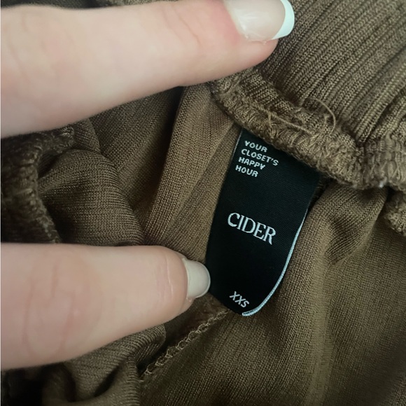 NWOT Set Cider Solid Knitted Ribbed Crop Top Long-Sleeve and Wide Leg Pants - Picture 15 of 16